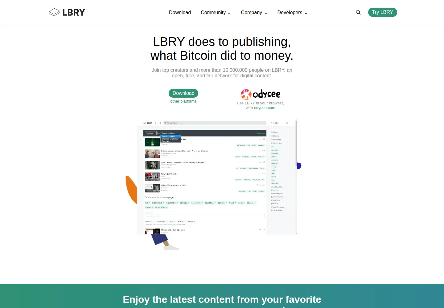 Screenshot of lbry.com