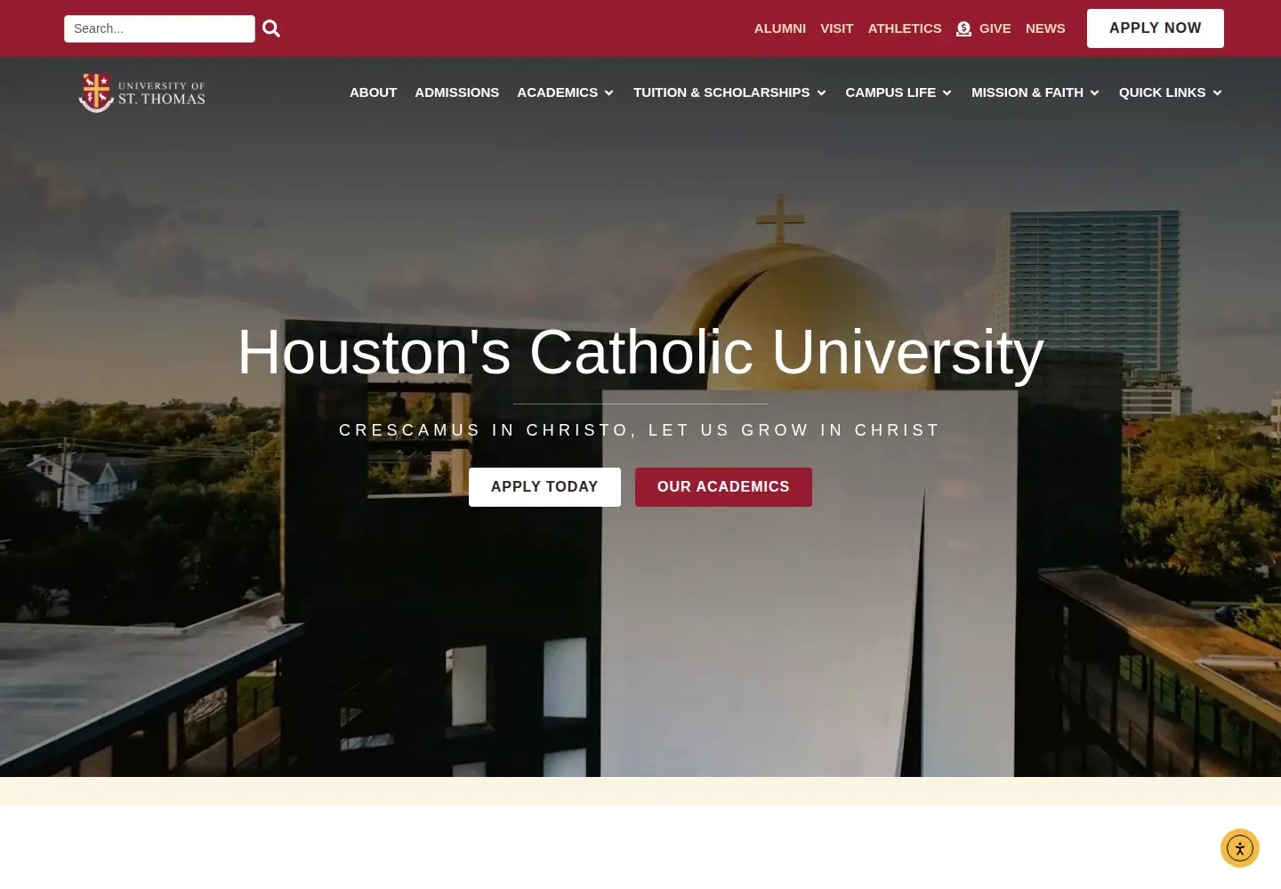 Screenshot of stthom.edu