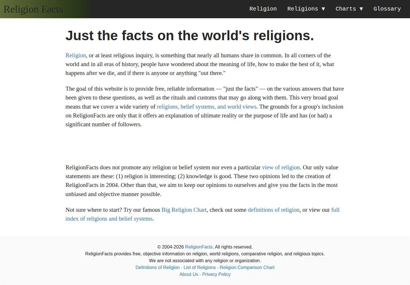 Screenshot of religionfacts.com