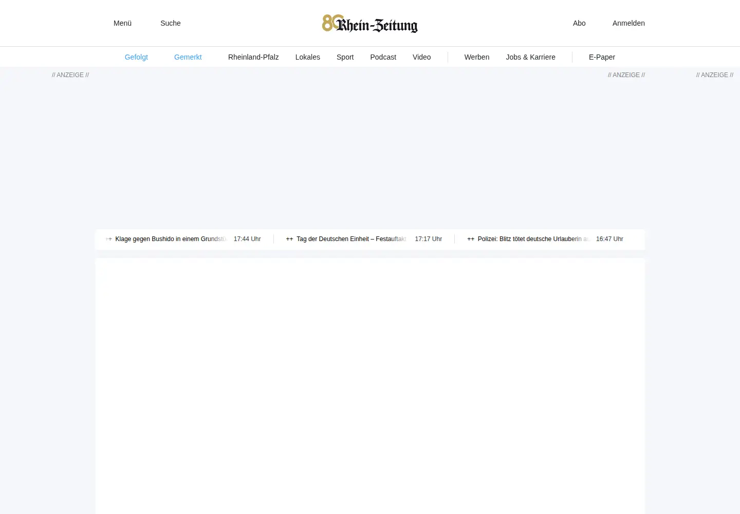 Screenshot of rhein-zeitung.de