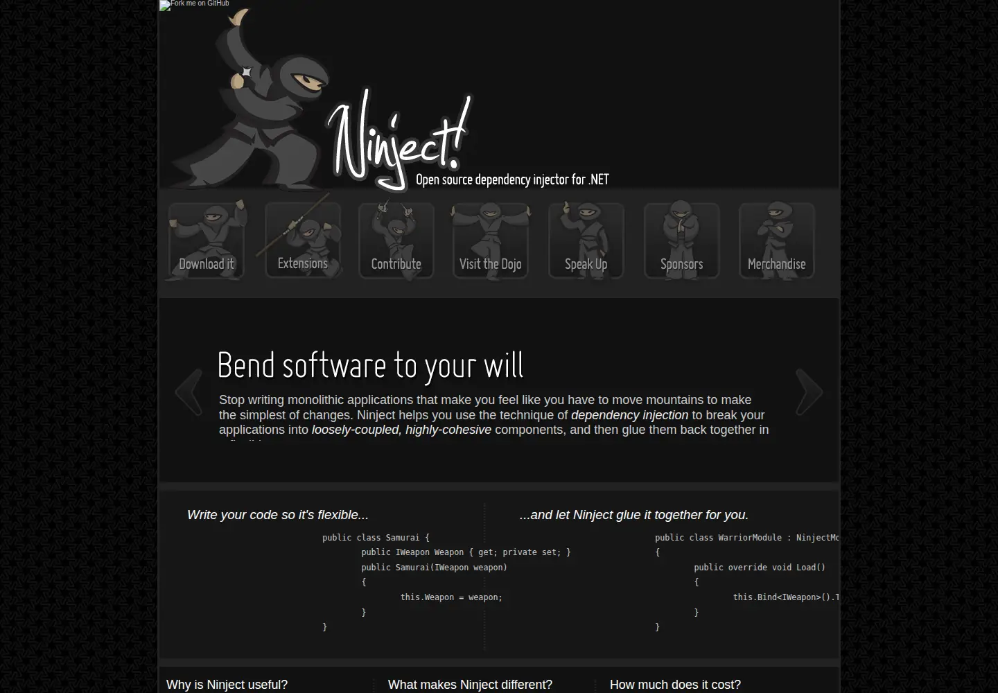 Screenshot of ninject.org