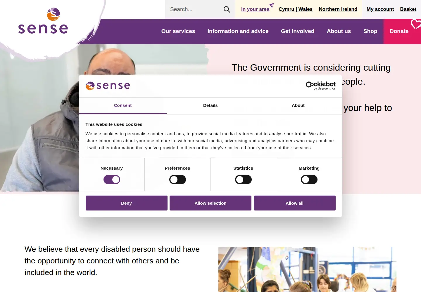 Screenshot of sense.org.uk