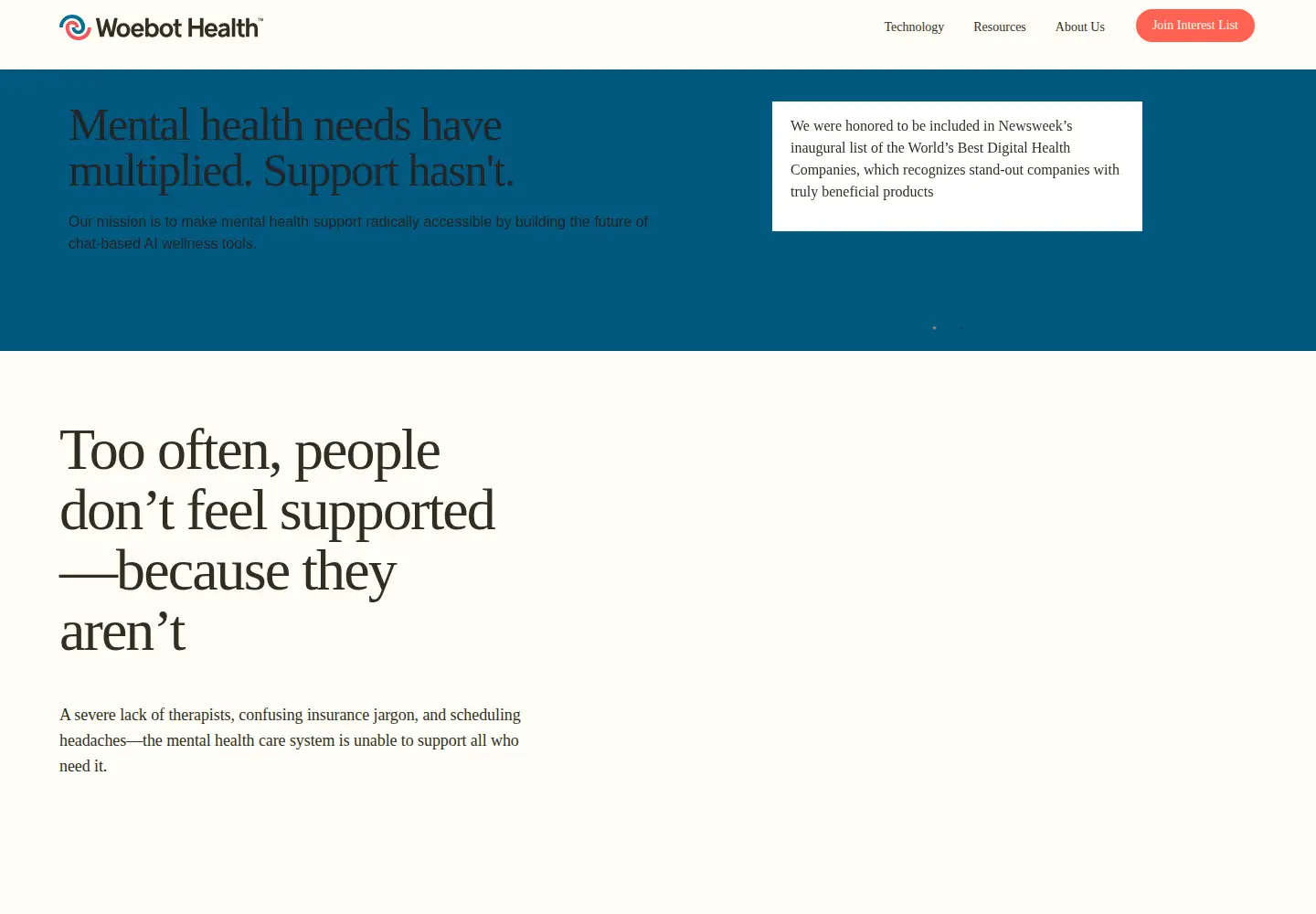 Screenshot of woebothealth.com