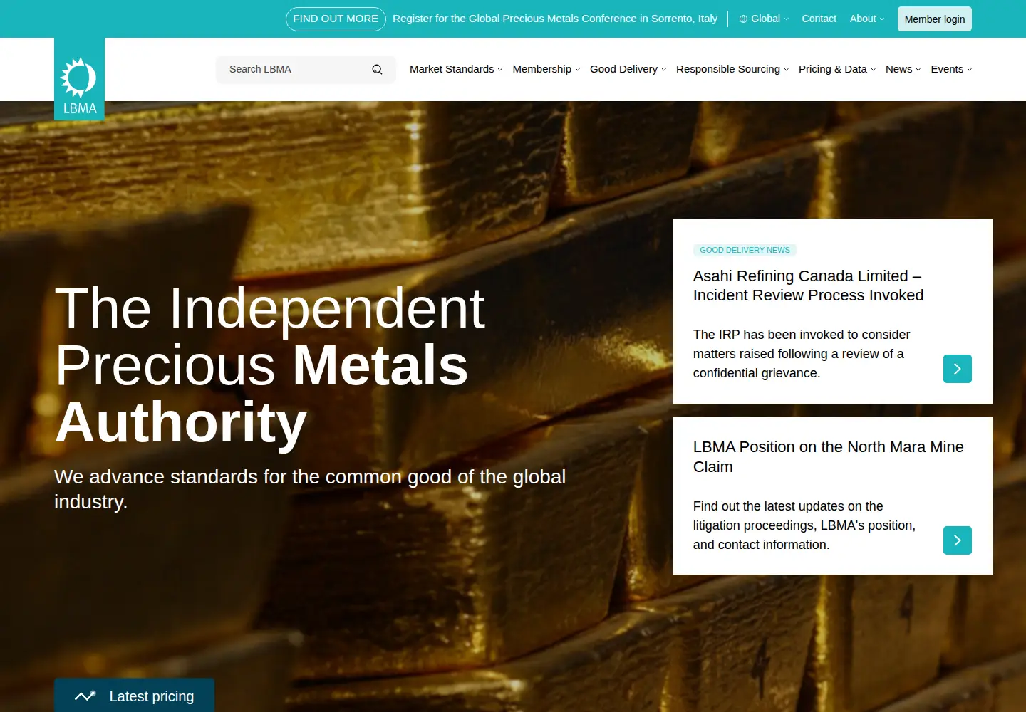Screenshot of lbma.org.uk