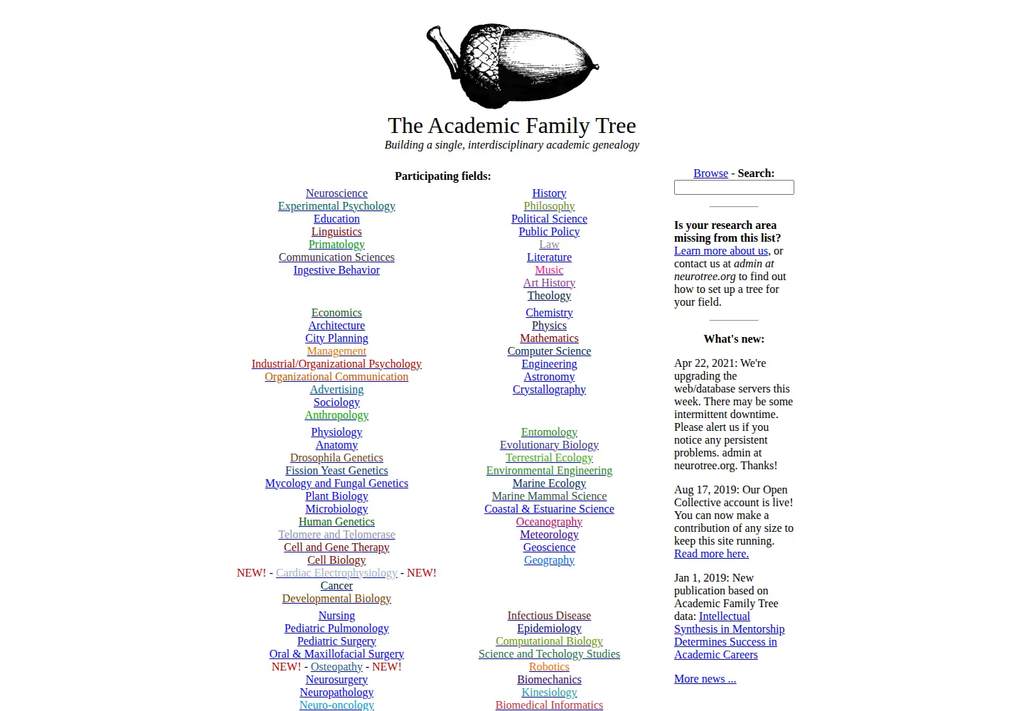 Screenshot of academictree.org