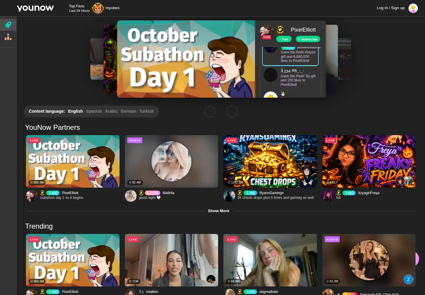 Screenshot of younow.com