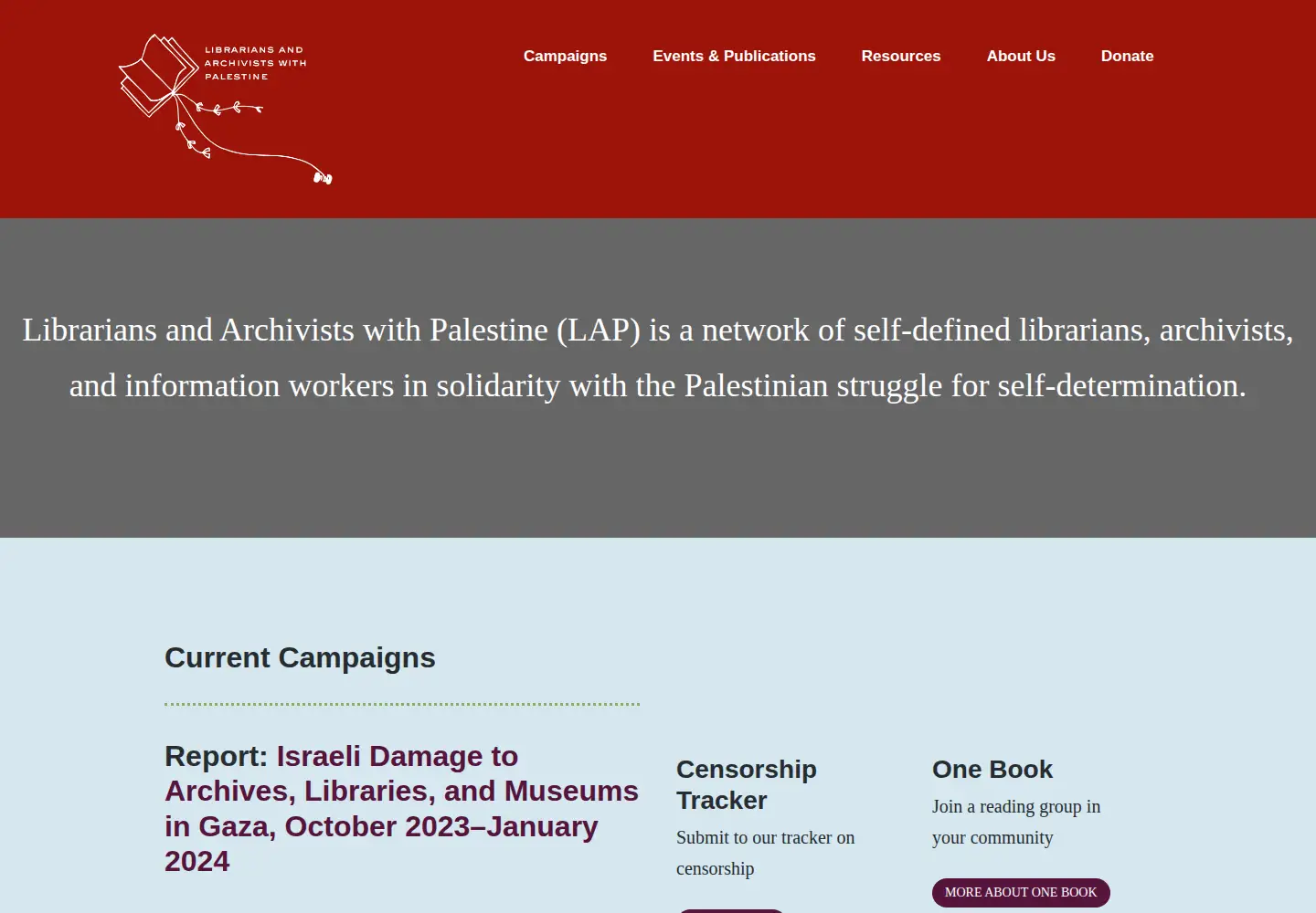 Screenshot of librarianswithpalestine.org