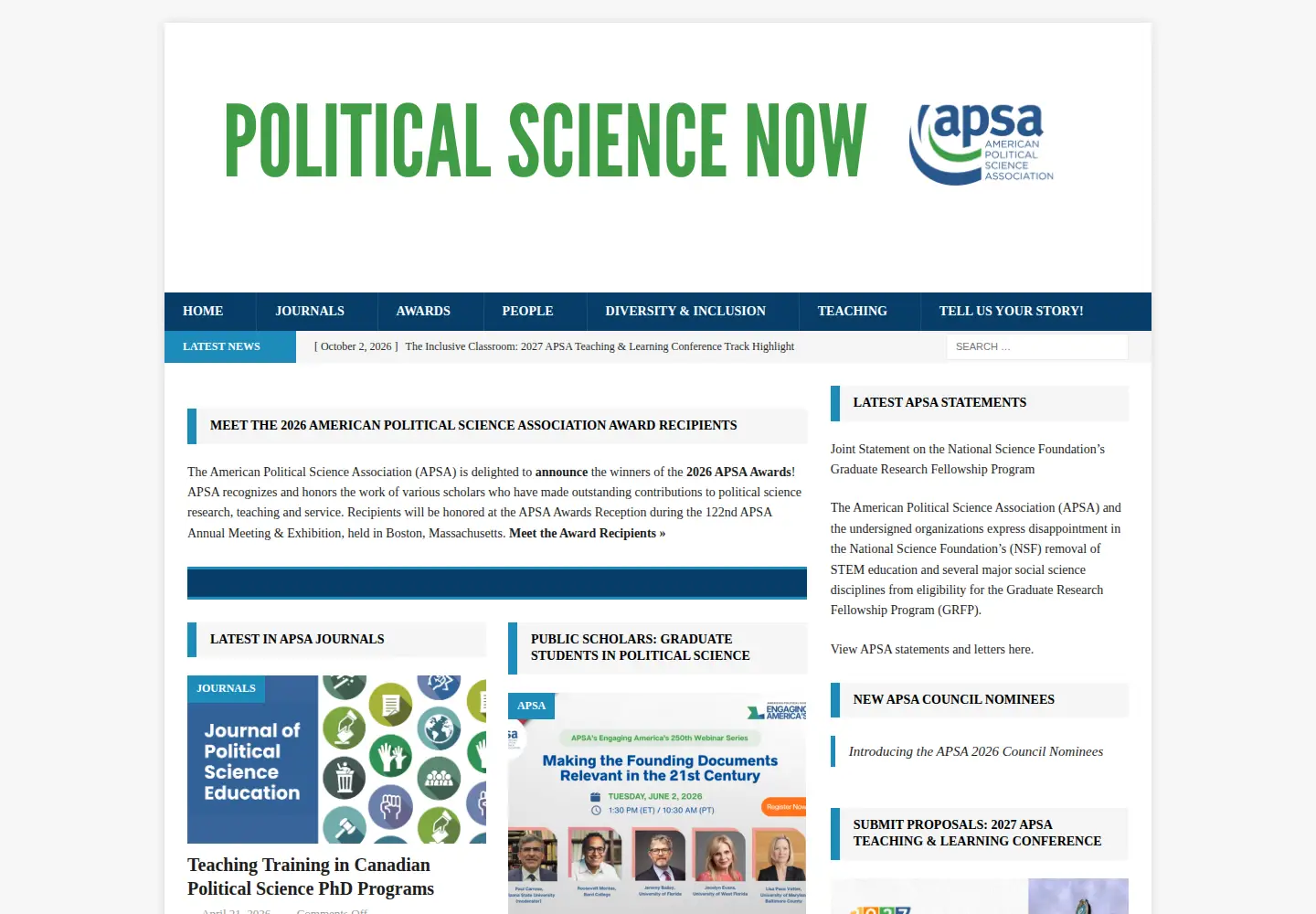 Screenshot of politicalsciencenow.com