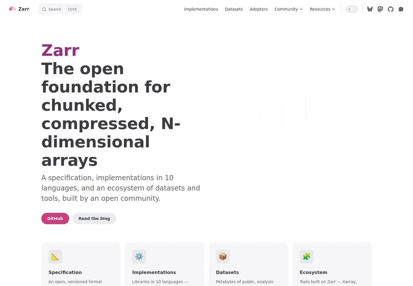 Screenshot of zarr.dev
