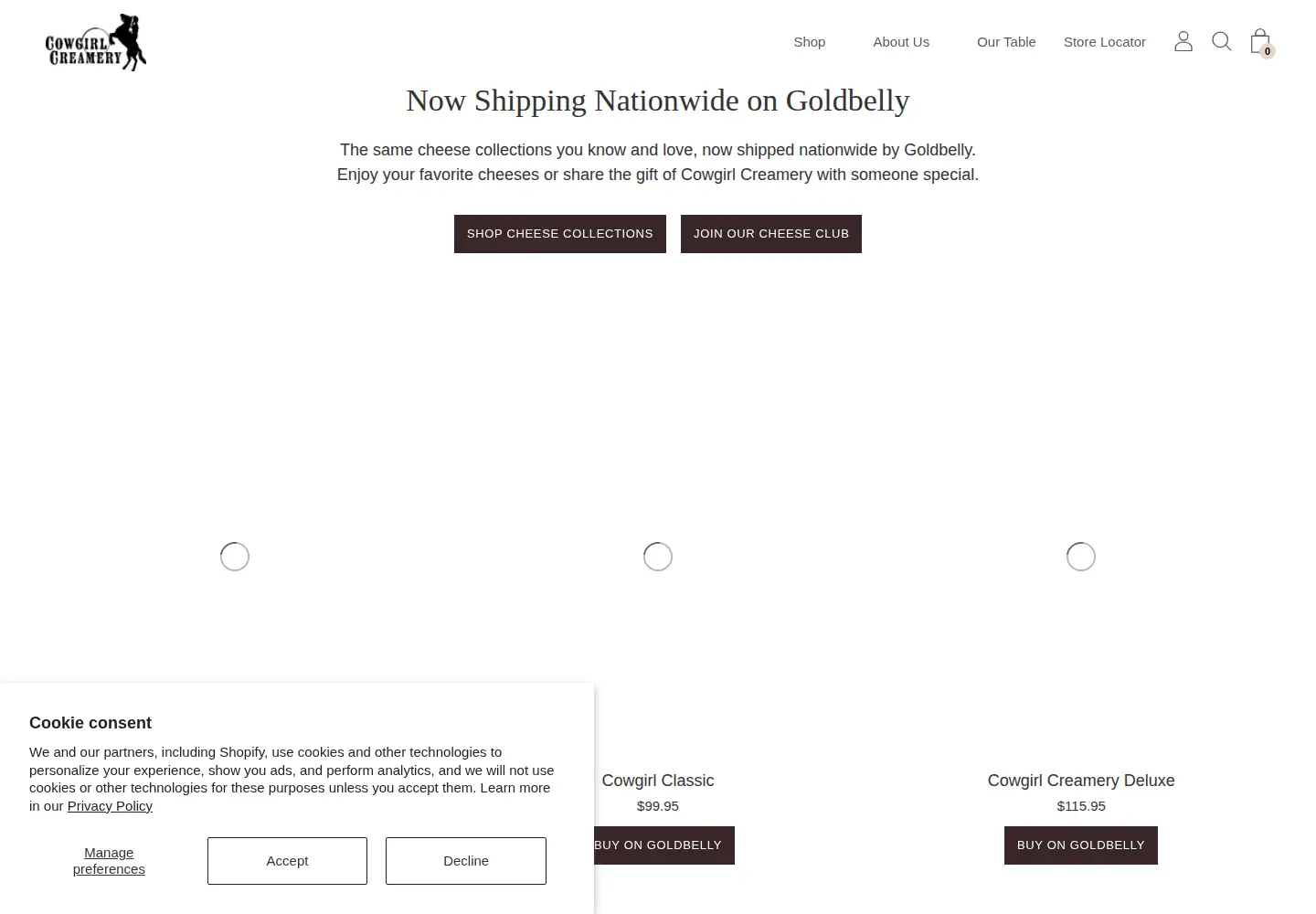 Screenshot of cowgirlcreamery.com