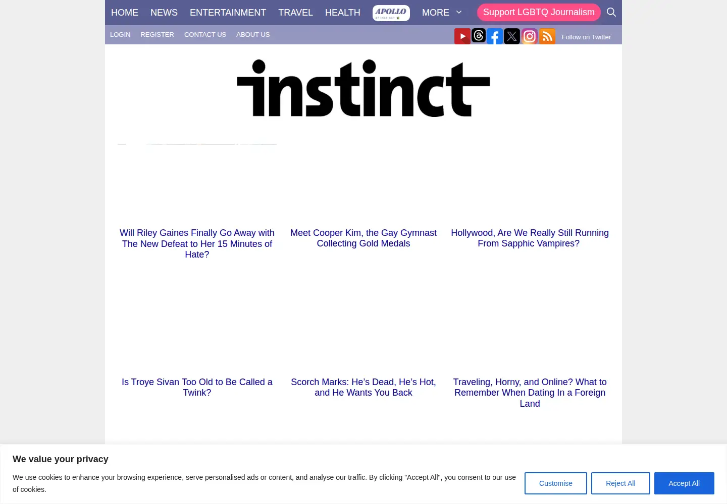 Screenshot of instinctmagazine.com