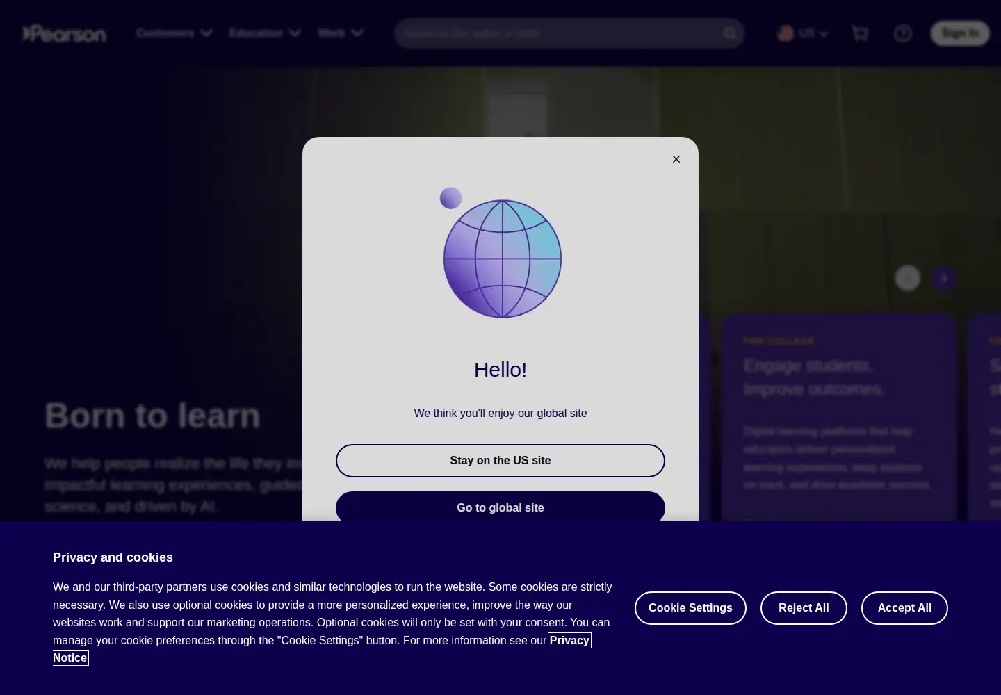 Screenshot of pearsoned.com