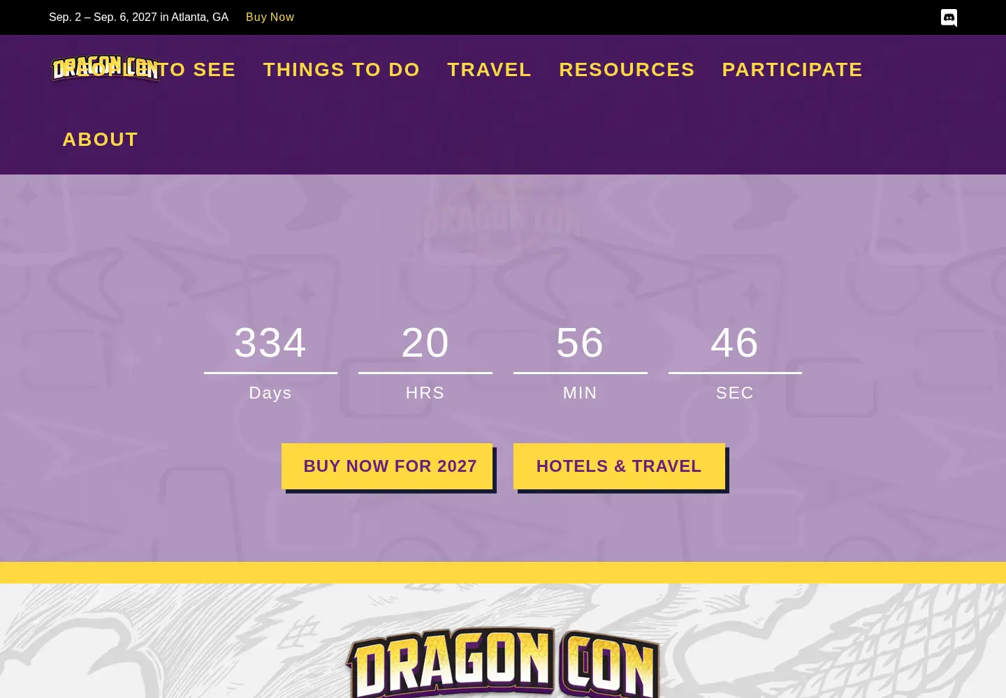 Screenshot of dragoncon.org