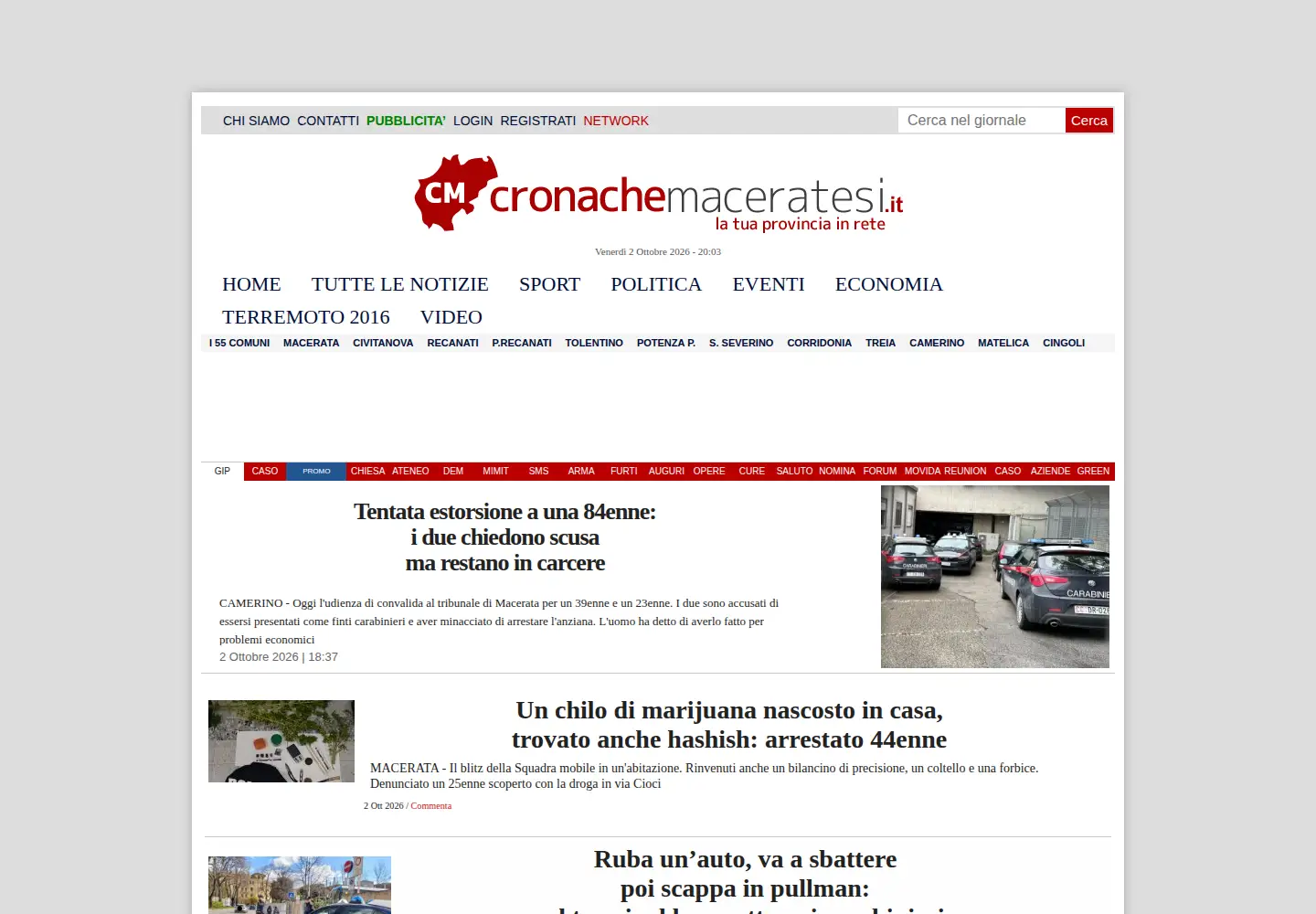 Screenshot of cronachemaceratesi.it