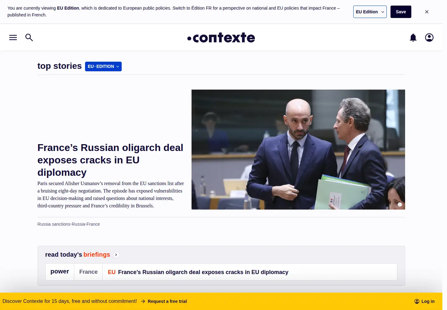 Screenshot of contexte.com