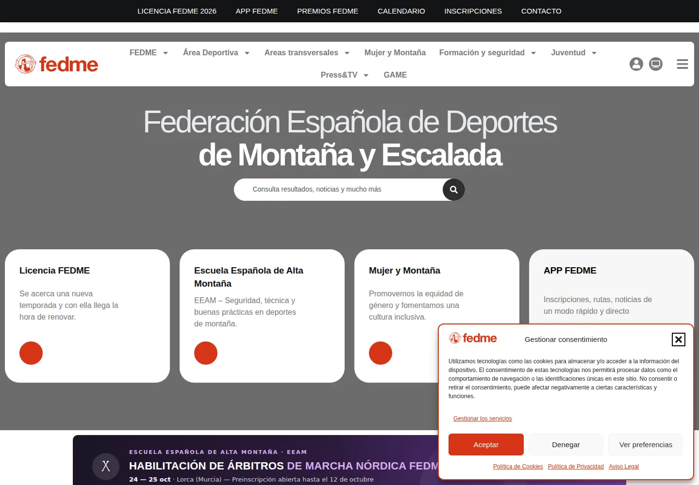 Captured homepage of fedme.es in the current scan