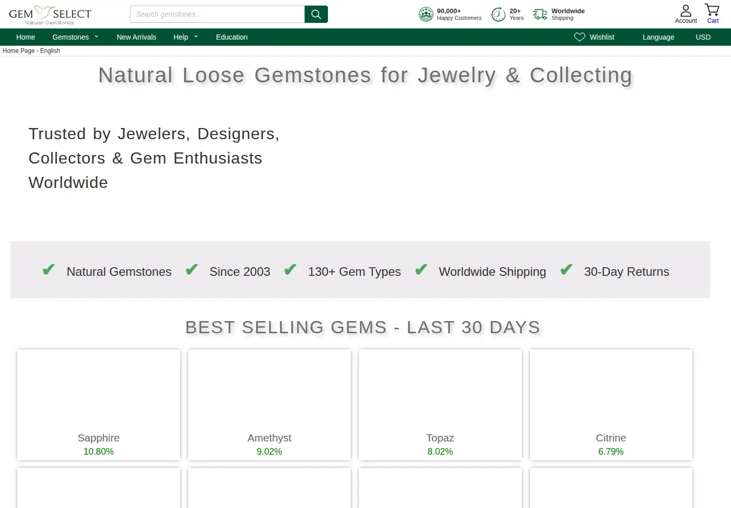 Screenshot of gemselect.com