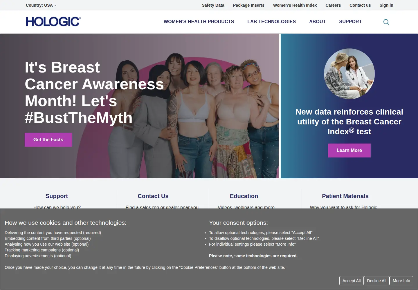 Screenshot of hologic.com