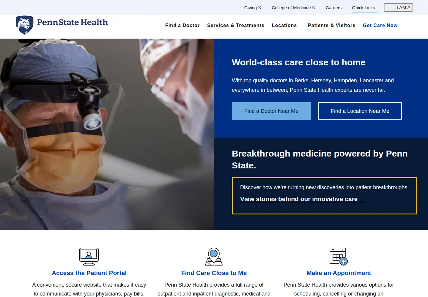 Screenshot of pennstatehealth.org