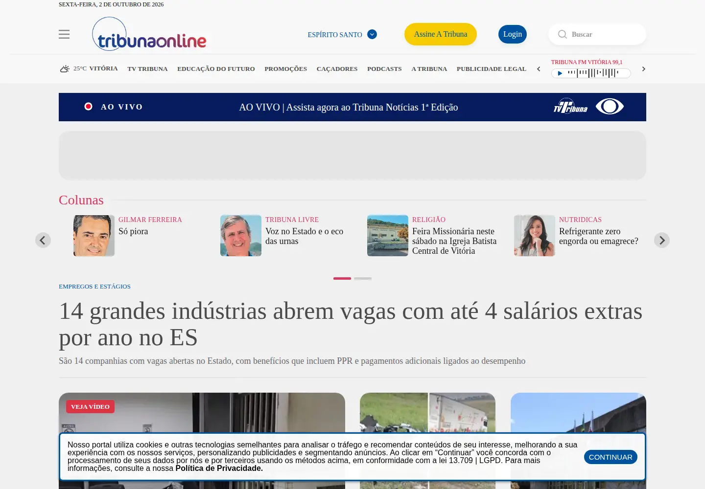 Screenshot of tribunaonline.com.br