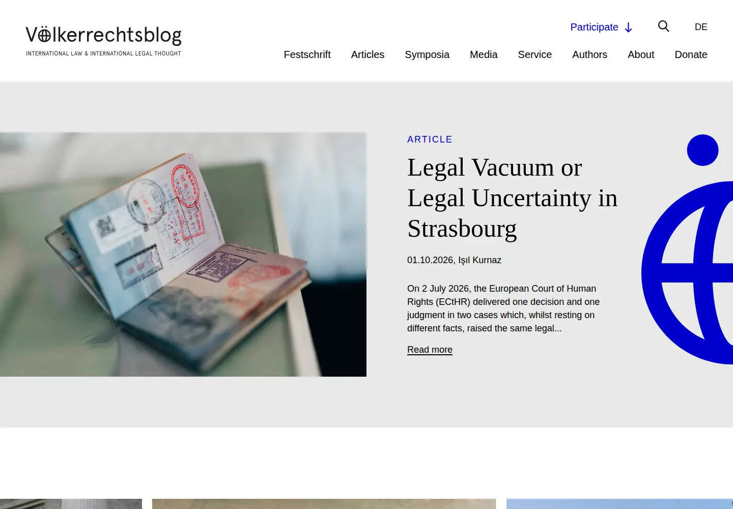 Captured homepage of voelkerrechtsblog.org in the current scan