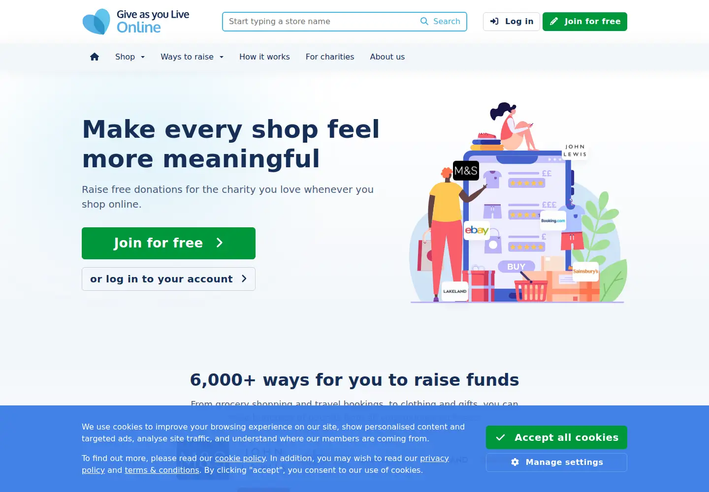 Screenshot of giveasyoulive.com