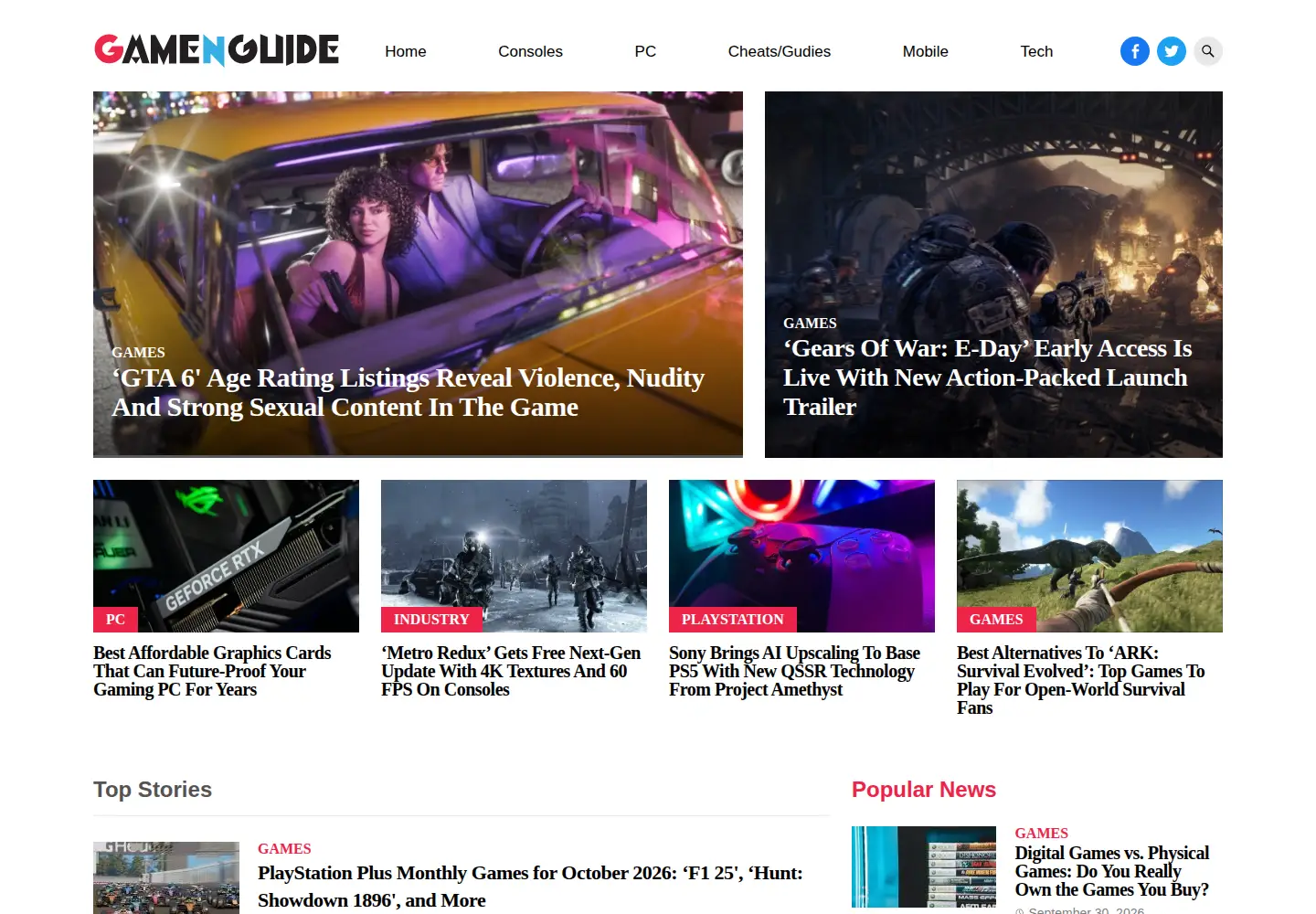 Screenshot of gamenguide.com