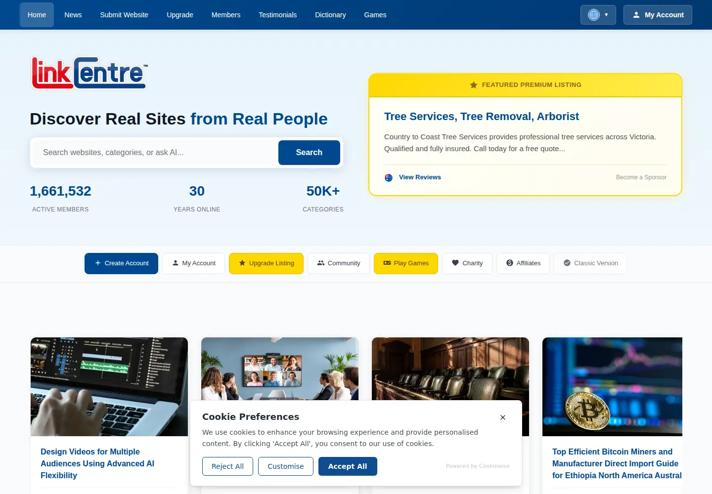 Screenshot of linkcentre.com