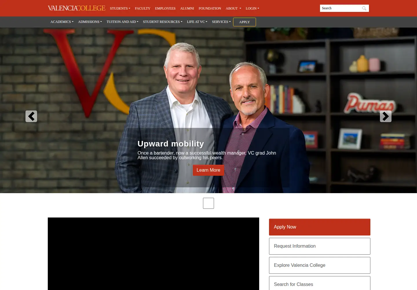 Screenshot of valenciacollege.edu