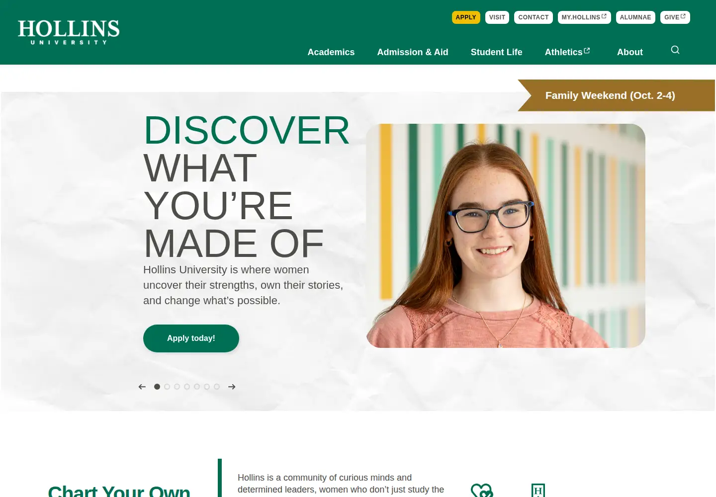 Screenshot of hollins.edu