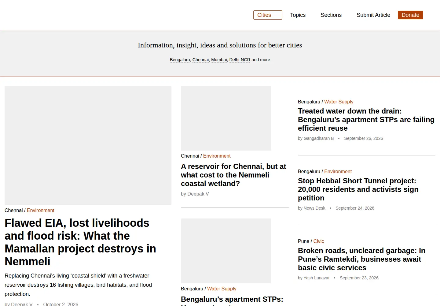 Screenshot of citizenmatters.in