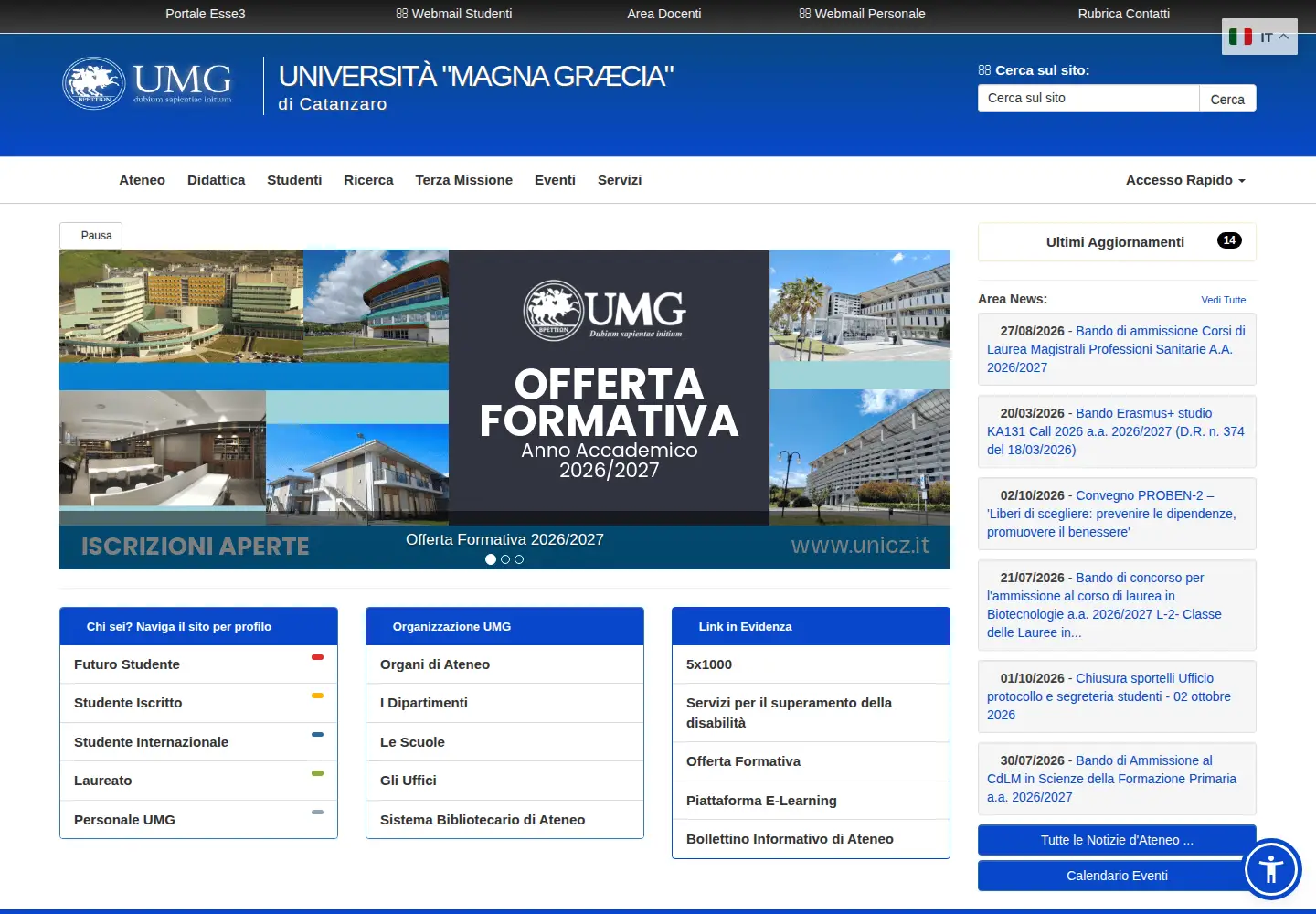 Screenshot of unicz.it