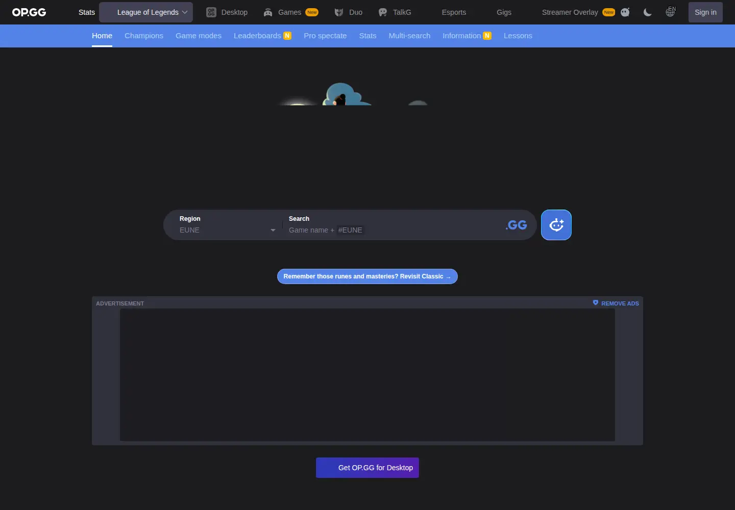Screenshot of op.gg