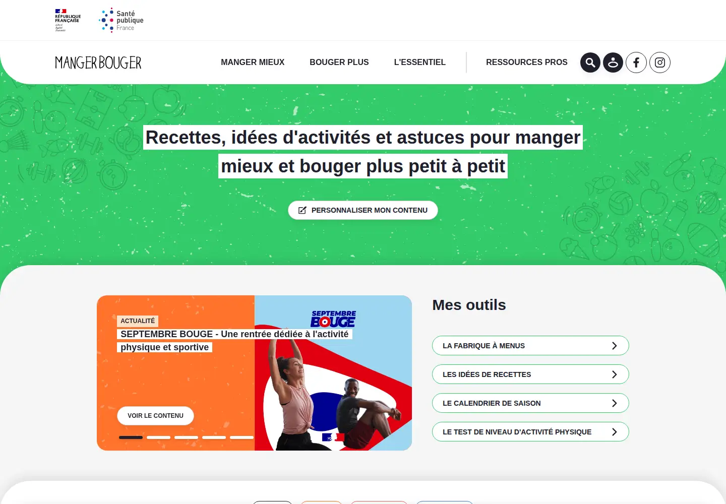 Screenshot of mangerbouger.fr