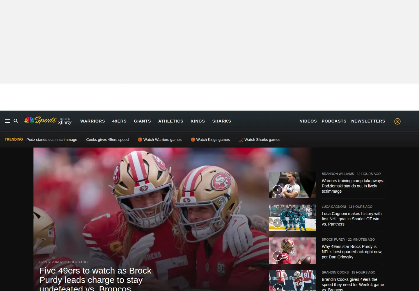 Screenshot of nbcsportsbayarea.com