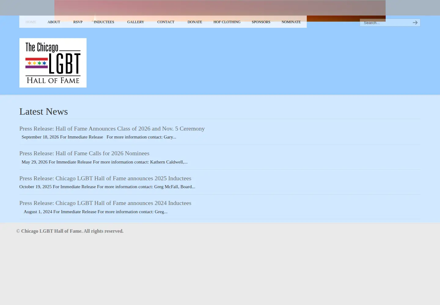 Screenshot of chicagolgbthalloffame.org