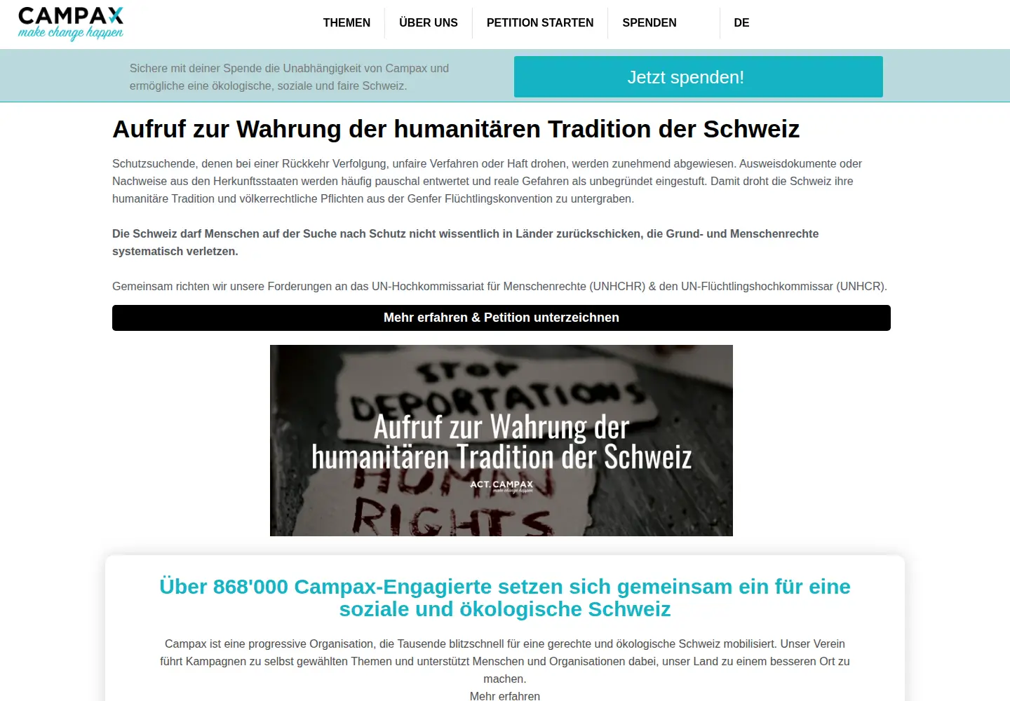 Screenshot of campax.org
