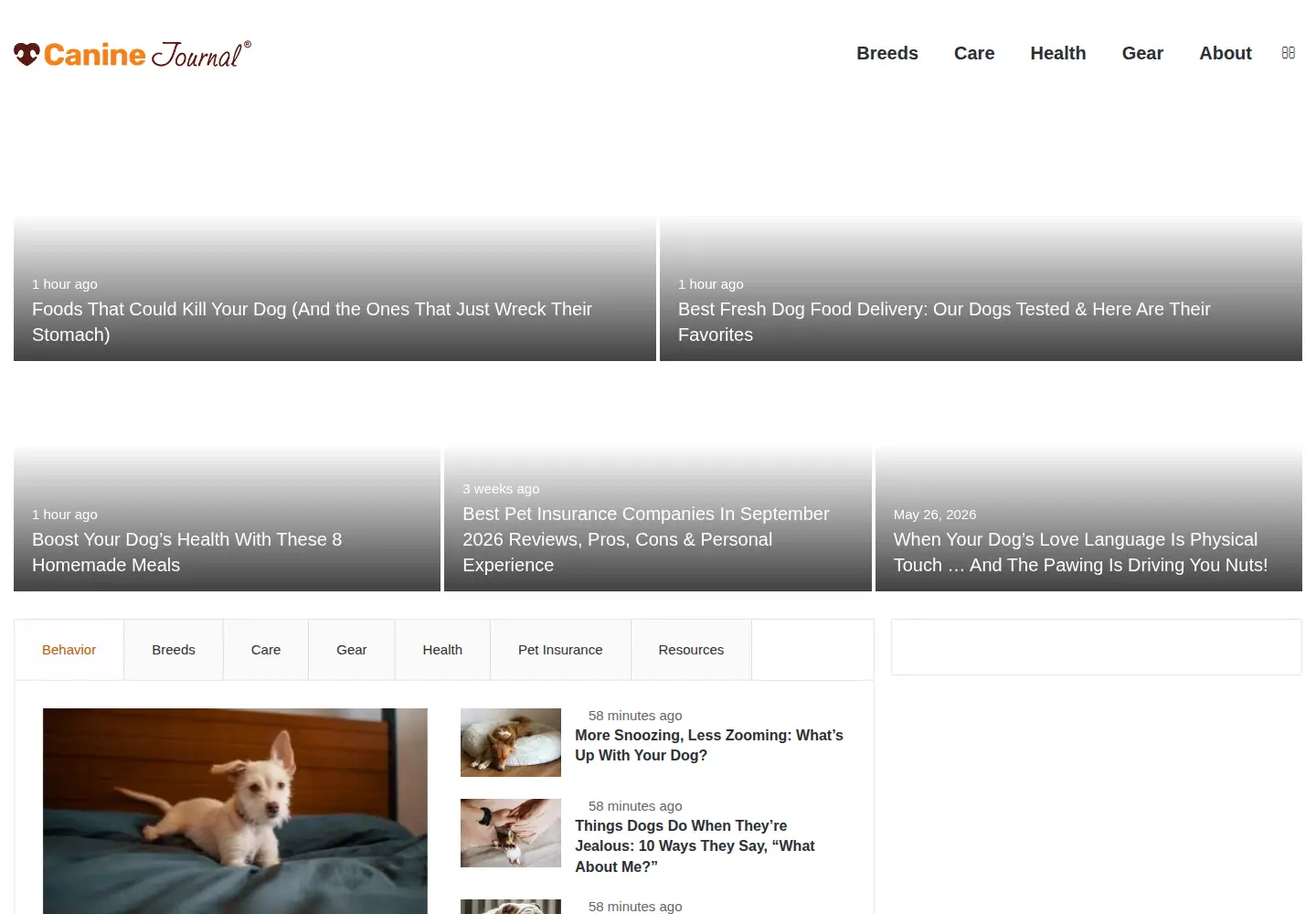 Screenshot of caninejournal.com
