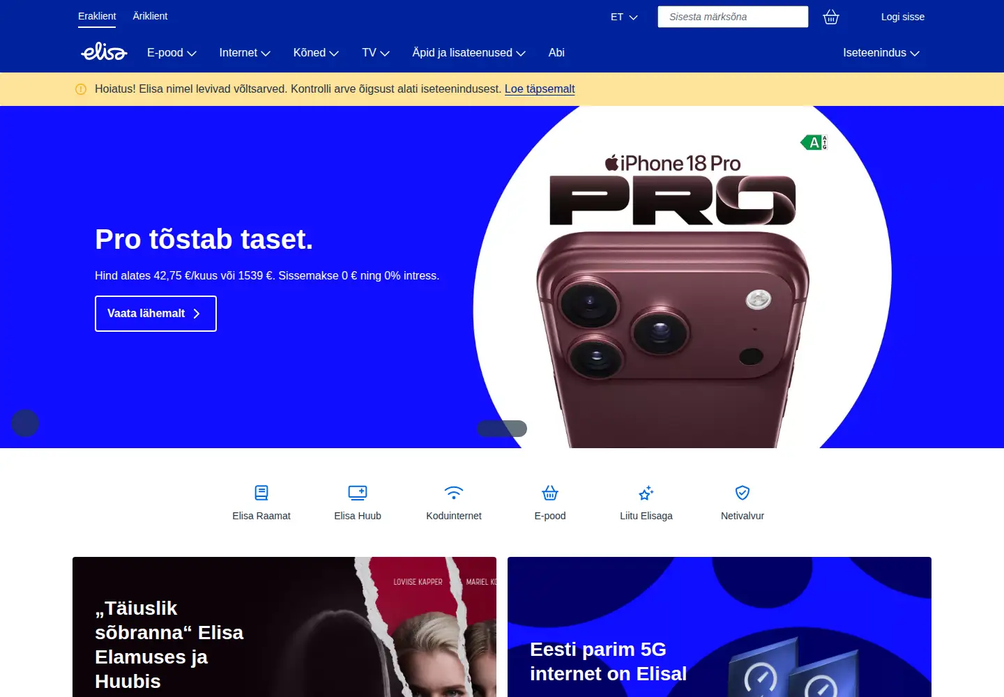 Screenshot of elisa.ee