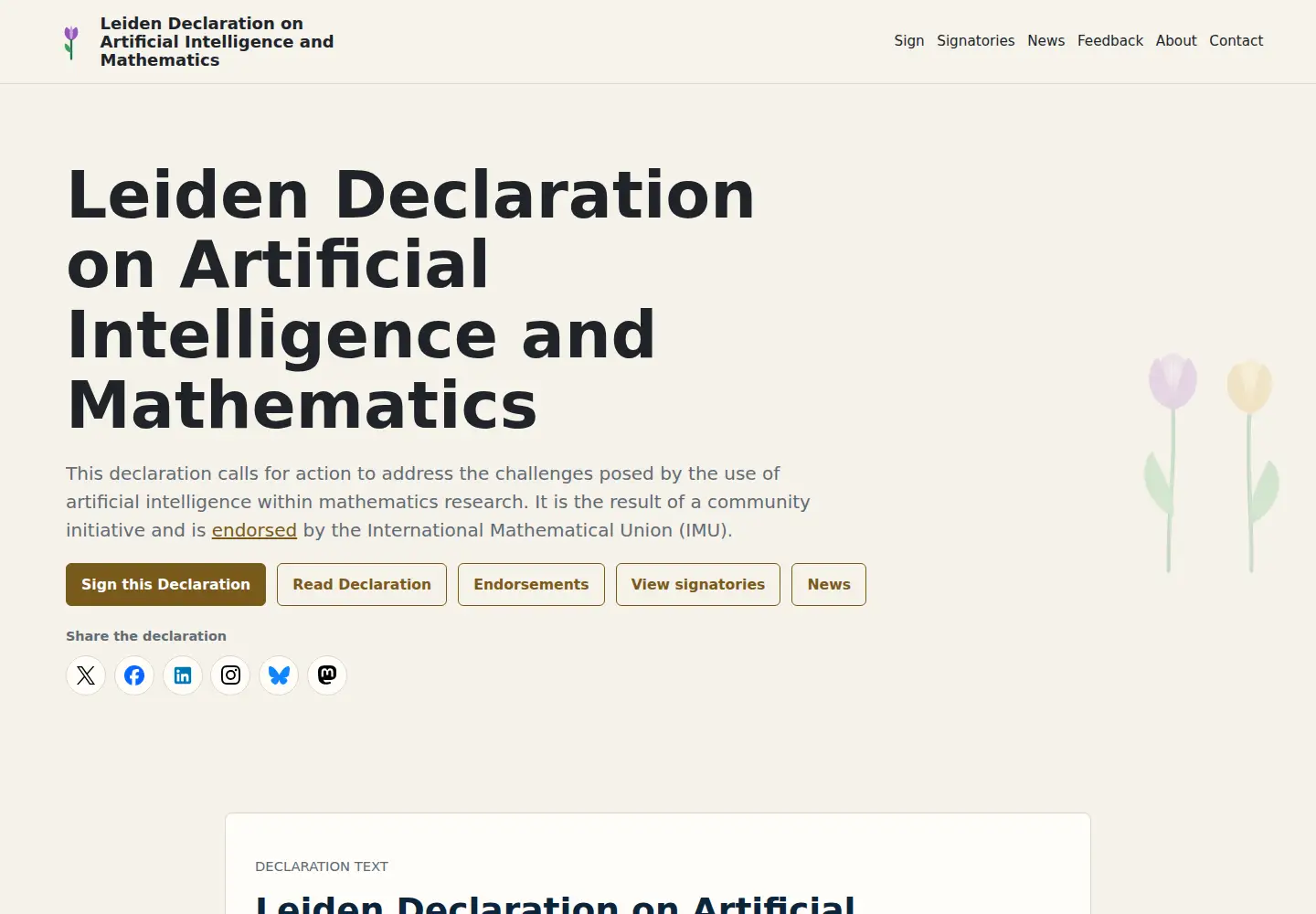Screenshot of leidendeclaration.ai