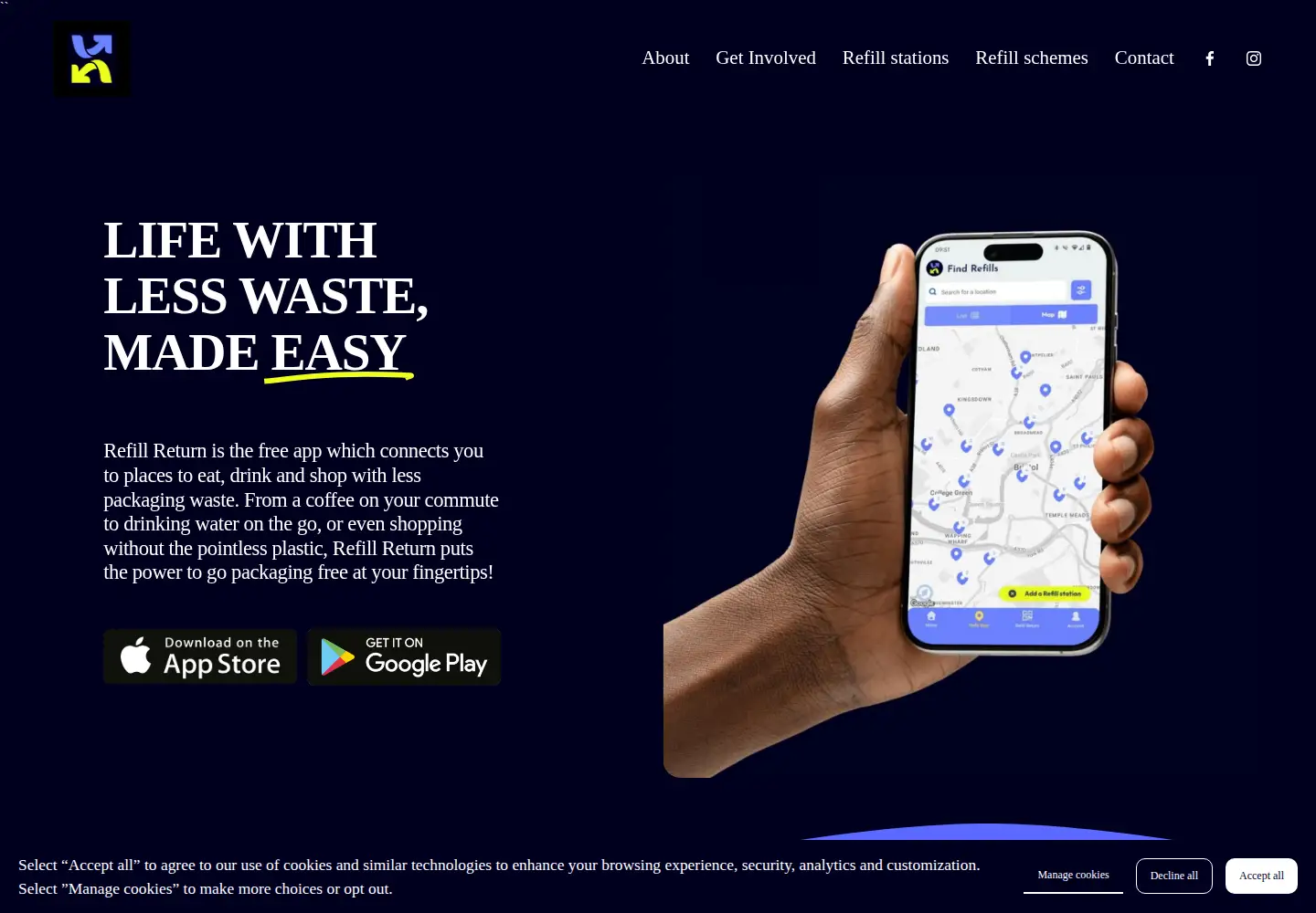 Captured homepage of refill.org.uk in the current scan