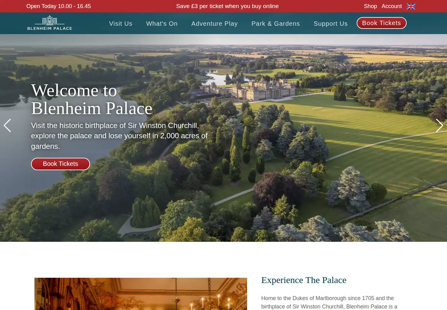 Screenshot of blenheimpalace.com