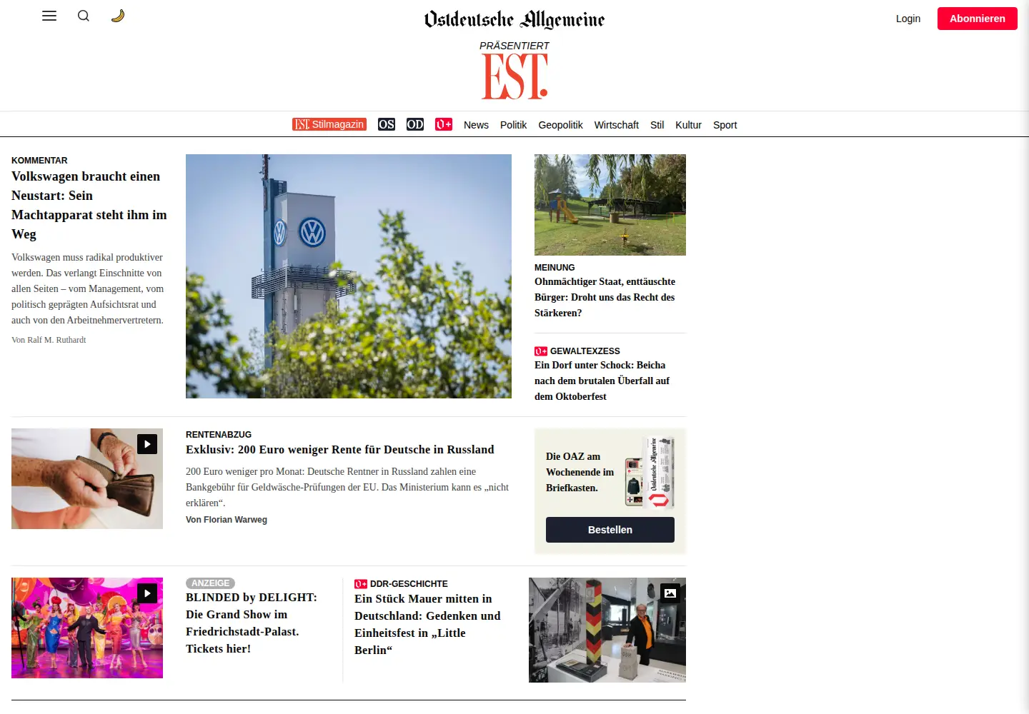 Screenshot of ostdeutscheallgemeine.com
