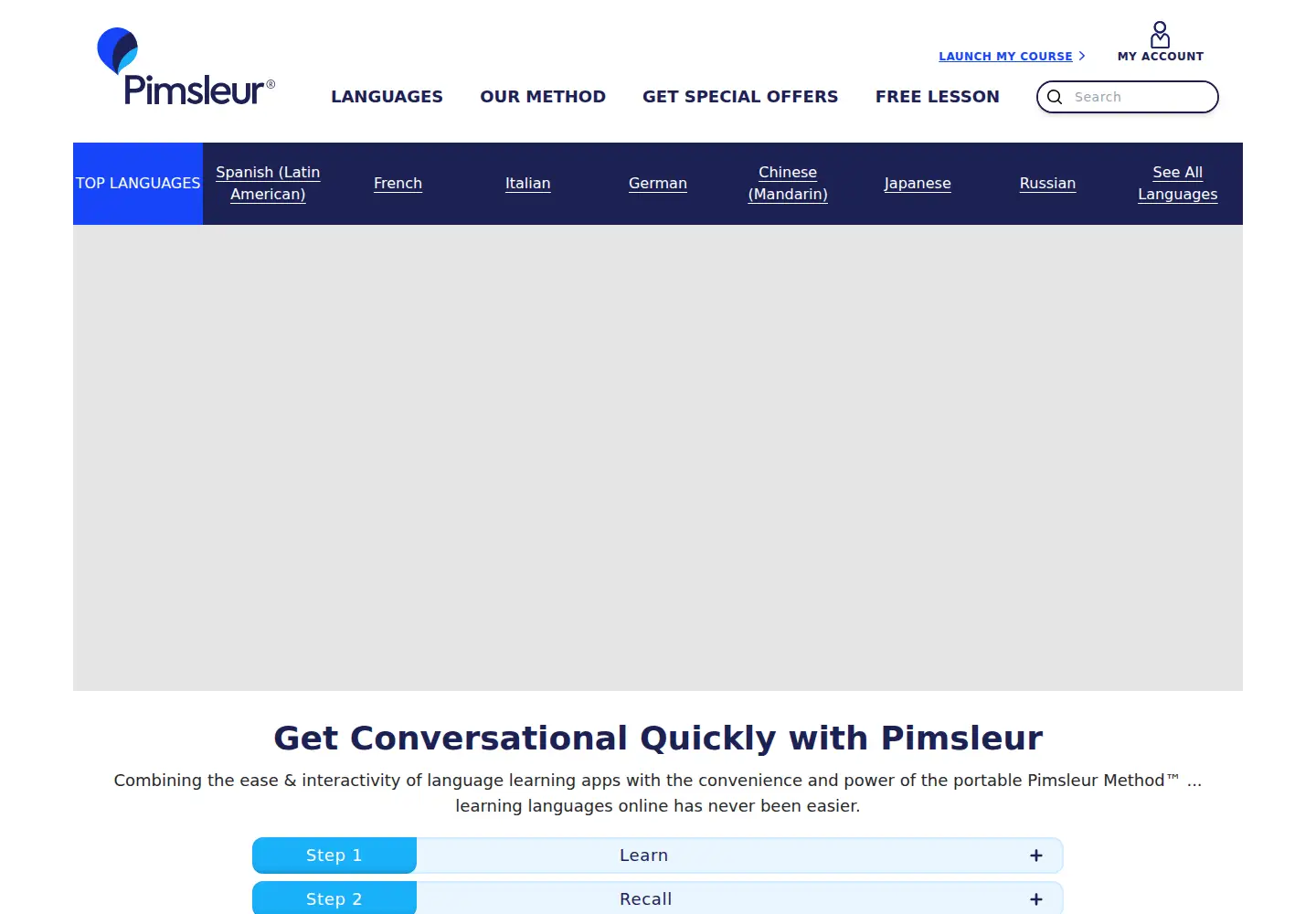 Screenshot of pimsleur.com