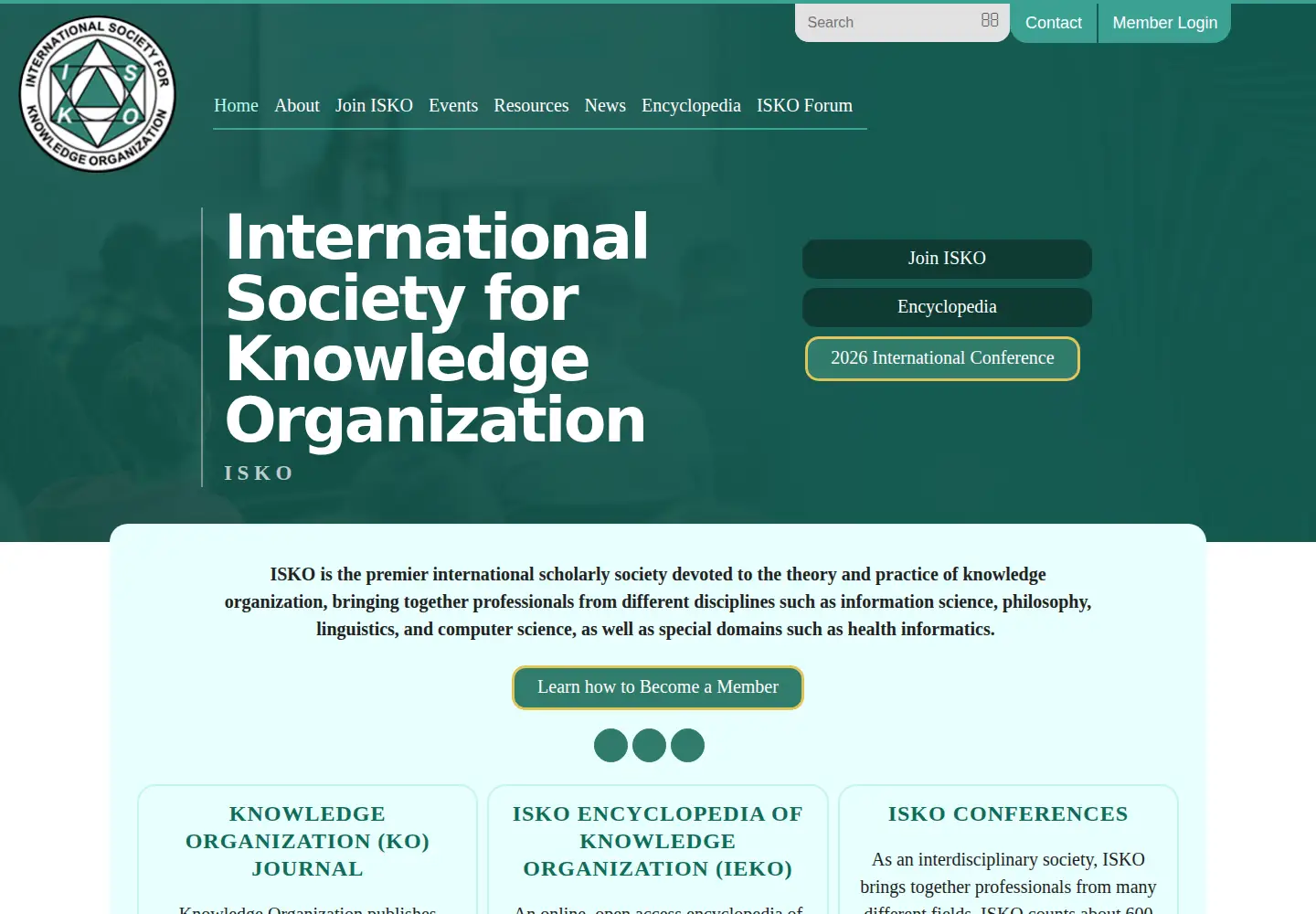 Captured homepage of isko.org in the current scan
