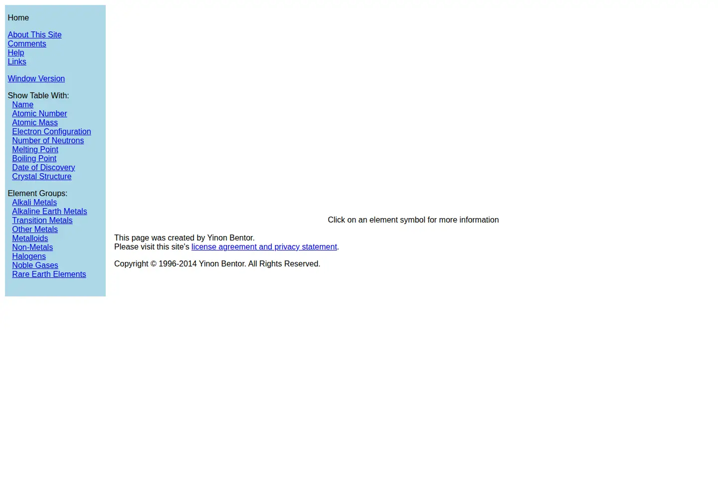 Screenshot of chemicalelements.com