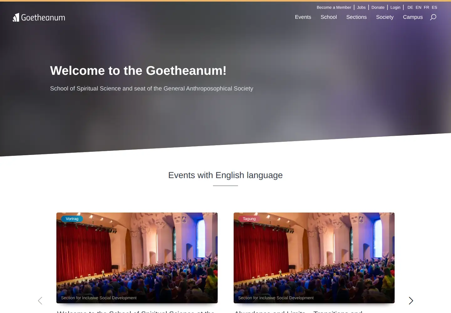 Screenshot of goetheanum.org