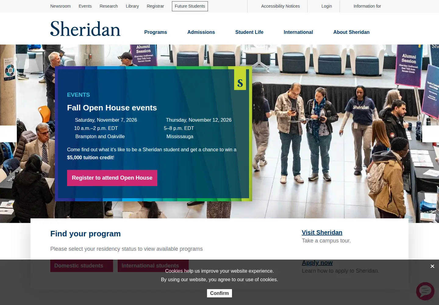 Screenshot of sheridancollege.ca