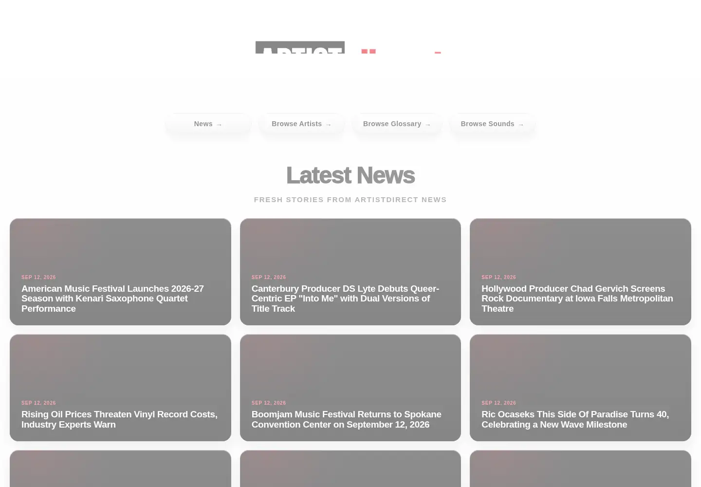Screenshot of artistdirect.com