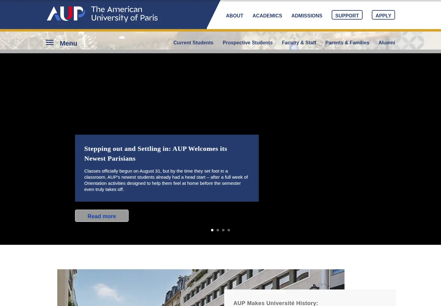 Screenshot of aup.edu